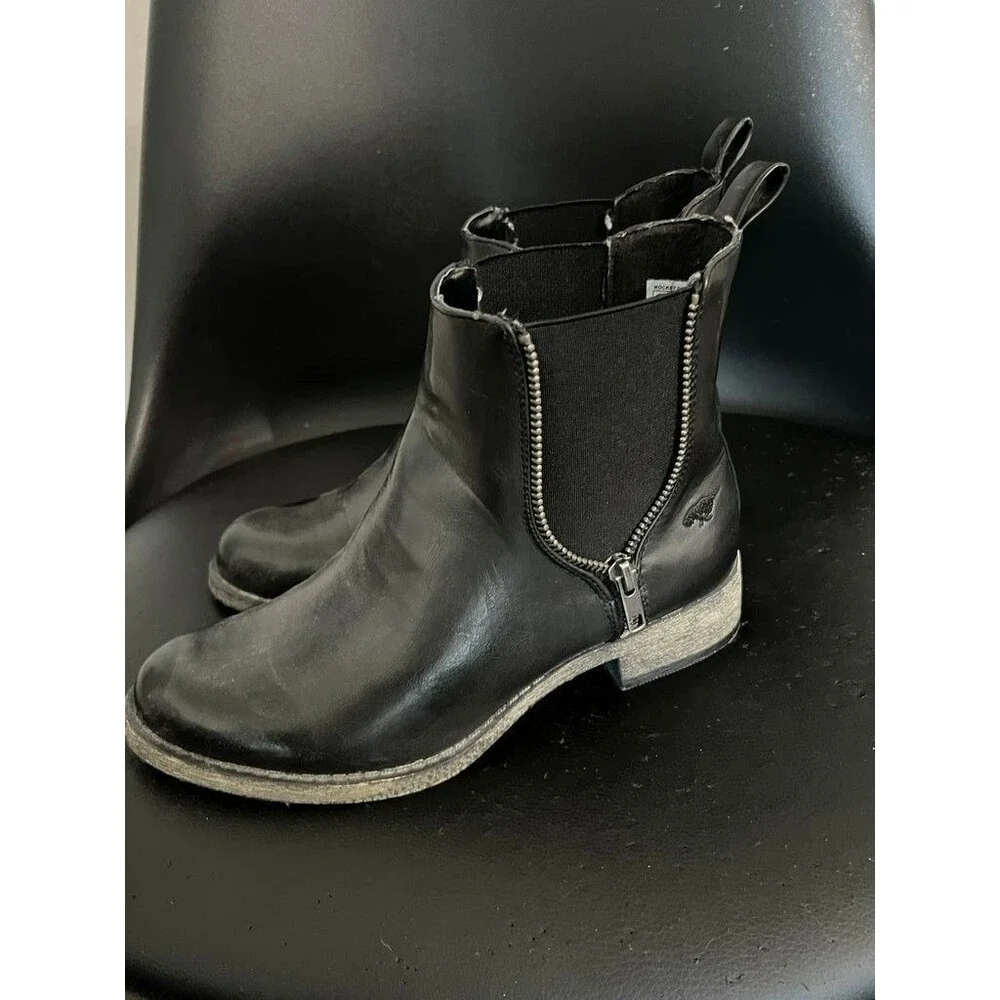Rocket Dog Black Ankle Boots with Zipper Detail